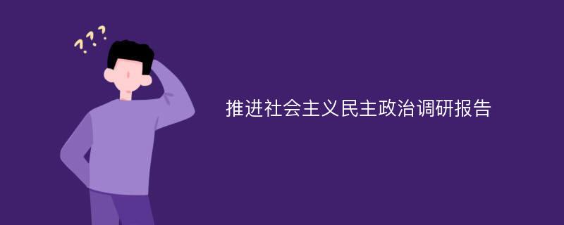 推进社会主义民主政治调研报告