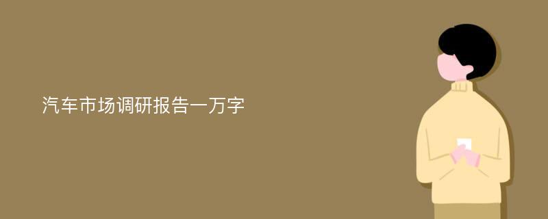 汽车市场调研报告一万字