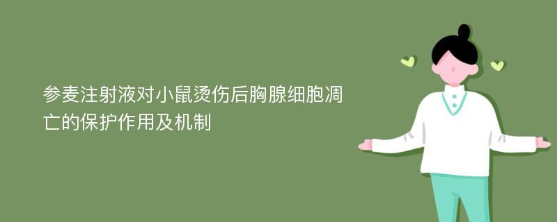 参麦注射液对小鼠烫伤后胸腺细胞凋亡的保护作用及机制