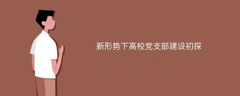 新形势下高校党支部建设初探