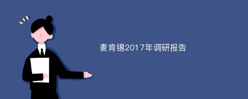 麦肯锡2017年调研报告