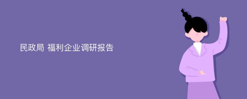 民政局 福利企业调研报告