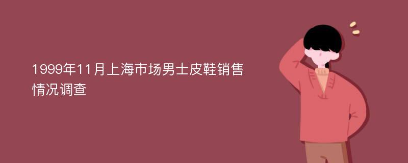 1999年11月上海市场男士皮鞋销售情况调查