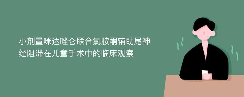 小剂量咪达唑仑联合氯胺酮辅助尾神经阻滞在儿童手术中的临床观察