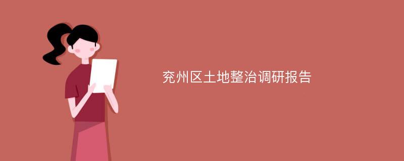 兖州区土地整治调研报告