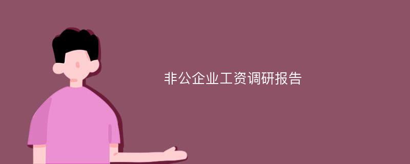 非公企业工资调研报告