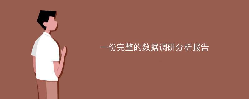 一份完整的数据调研分析报告