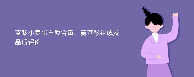 蓝紫小麦蛋白质含量、氨基酸组成及品质评价